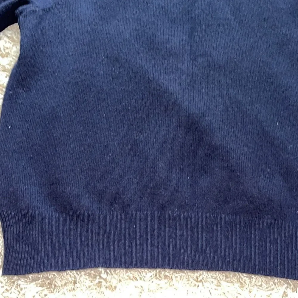 POLO RALPH LAUREN Men's Pure Lambswool Warm Soft Navy V-neck Jumper, size L